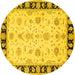 Round Persian Yellow Traditional Rug, tr1981yw
