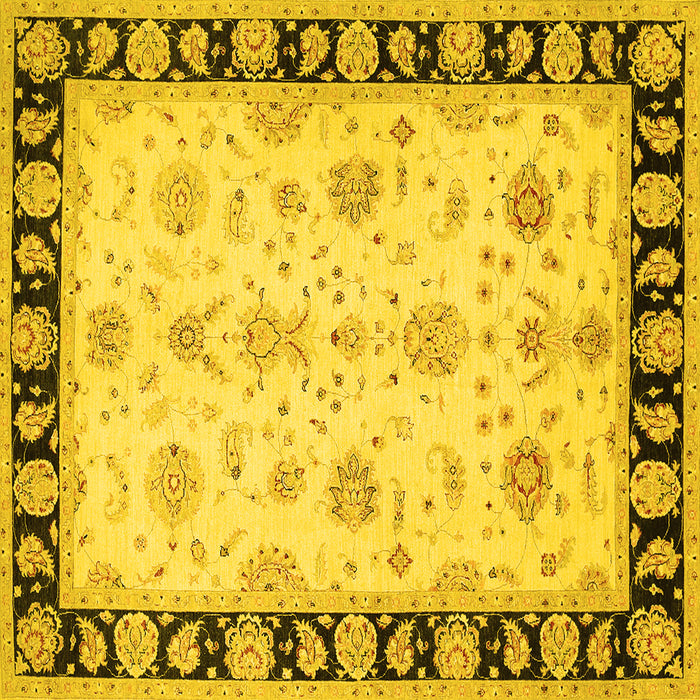 Square Persian Yellow Traditional Rug, tr1981yw