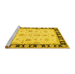 Sideview of Machine Washable Persian Yellow Traditional Rug, wshtr1981yw