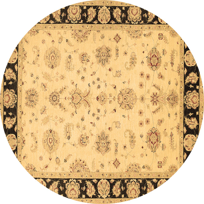 Round Persian Brown Traditional Rug, tr1981brn