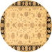 Round Persian Brown Traditional Rug, tr1981brn