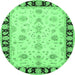 Round Persian Emerald Green Traditional Rug, tr1981emgrn