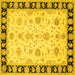 Square Machine Washable Persian Yellow Traditional Rug, wshtr1981yw