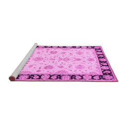 Sideview of Machine Washable Persian Pink Traditional Rug, wshtr1981pnk