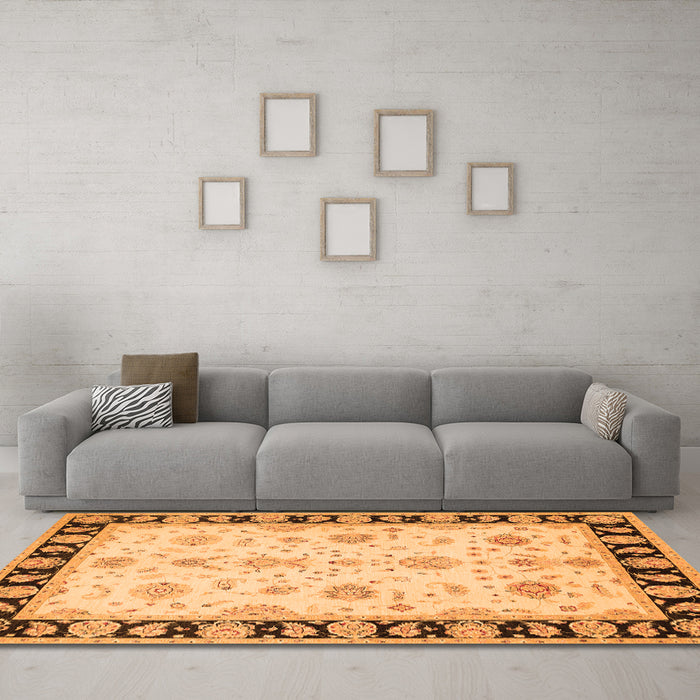 Machine Washable Persian Orange Traditional Area Rugs in a Living Room, wshtr1981org