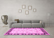 Machine Washable Persian Pink Traditional Rug in a Living Room, wshtr1981pnk