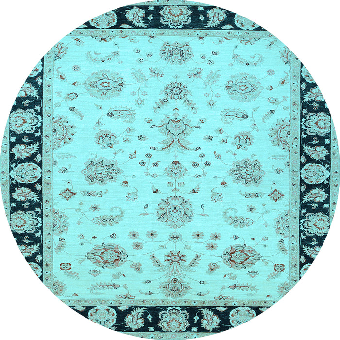 Round Persian Light Blue Traditional Rug, tr1981lblu