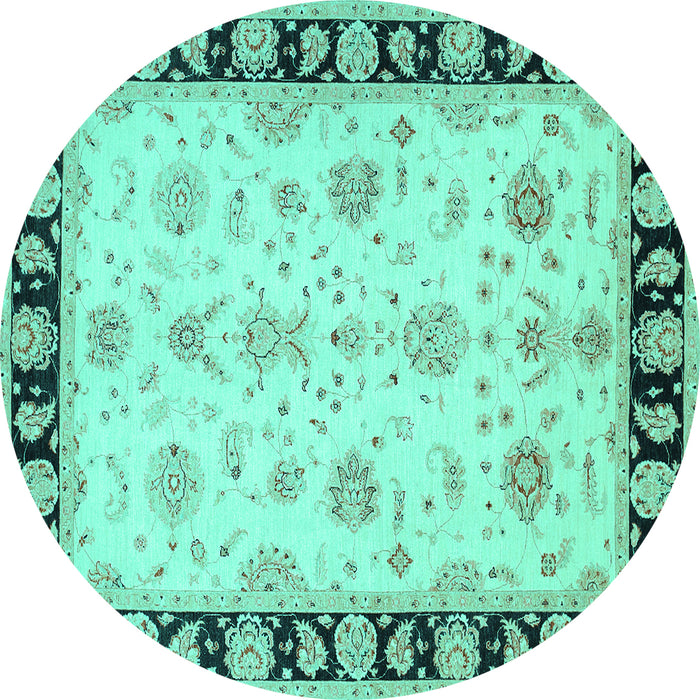 Round Machine Washable Persian Turquoise Traditional Area Rugs, wshtr1981turq