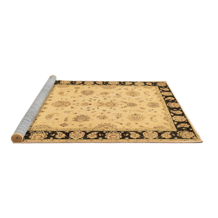 Sideview of Machine Washable Persian Brown Traditional Rug, wshtr1981brn