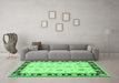 Machine Washable Persian Emerald Green Traditional Area Rugs in a Living Room,, wshtr1981emgrn