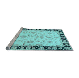 Sideview of Machine Washable Persian Light Blue Traditional Rug, wshtr1981lblu