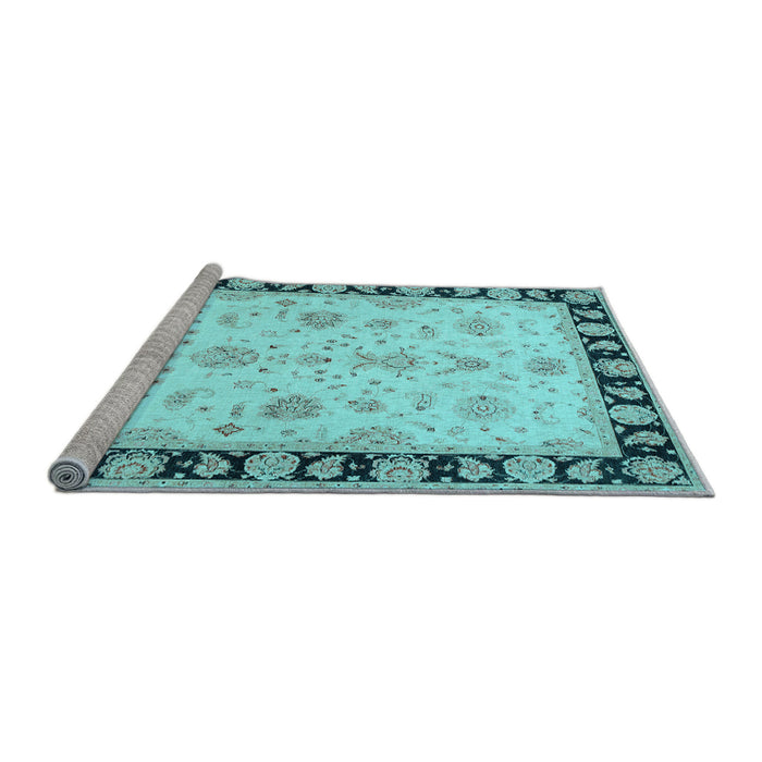 Sideview of Machine Washable Persian Light Blue Traditional Rug, wshtr1981lblu