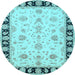 Round Machine Washable Persian Light Blue Traditional Rug, wshtr1981lblu