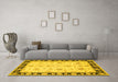 Machine Washable Persian Yellow Traditional Rug in a Living Room, wshtr1981yw