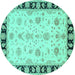 Round Persian Turquoise Traditional Rug, tr1981turq