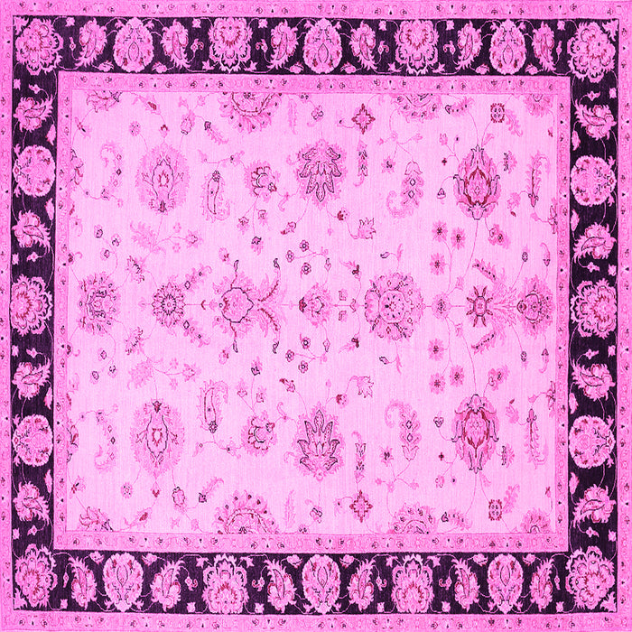 Square Machine Washable Persian Pink Traditional Rug, wshtr1981pnk