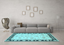 Machine Washable Persian Light Blue Traditional Rug in a Living Room, wshtr1981lblu
