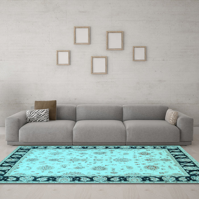Machine Washable Persian Light Blue Traditional Rug in a Living Room, wshtr1981lblu