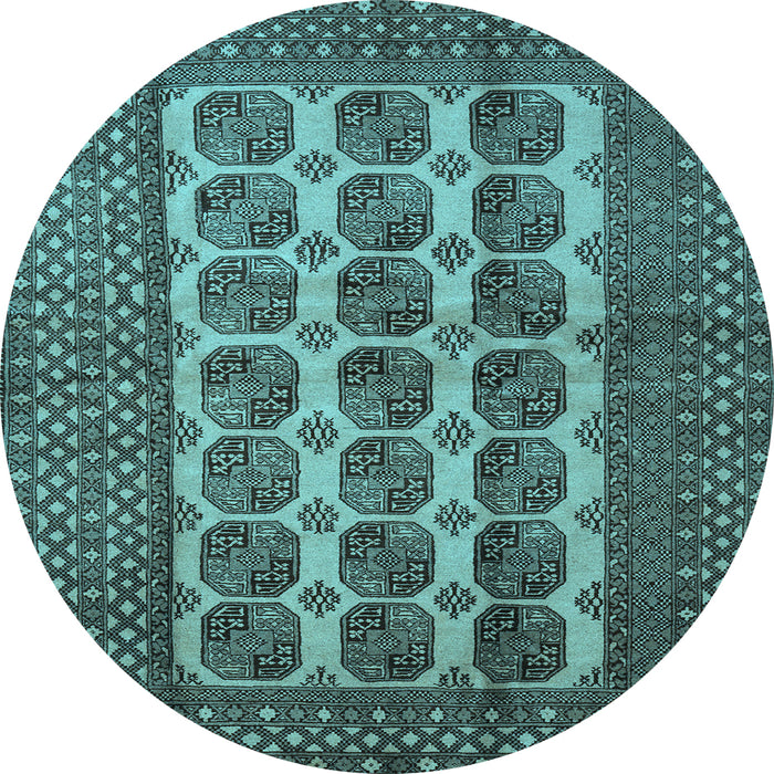 Round Machine Washable Southwestern Light Blue Country Rug, wshtr1982lblu