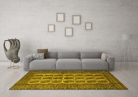 Machine Washable Southwestern Yellow Country Rug, wshtr1982yw