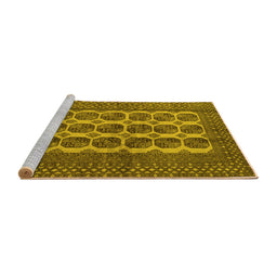 Sideview of Machine Washable Southwestern Yellow Country Rug, wshtr1982yw