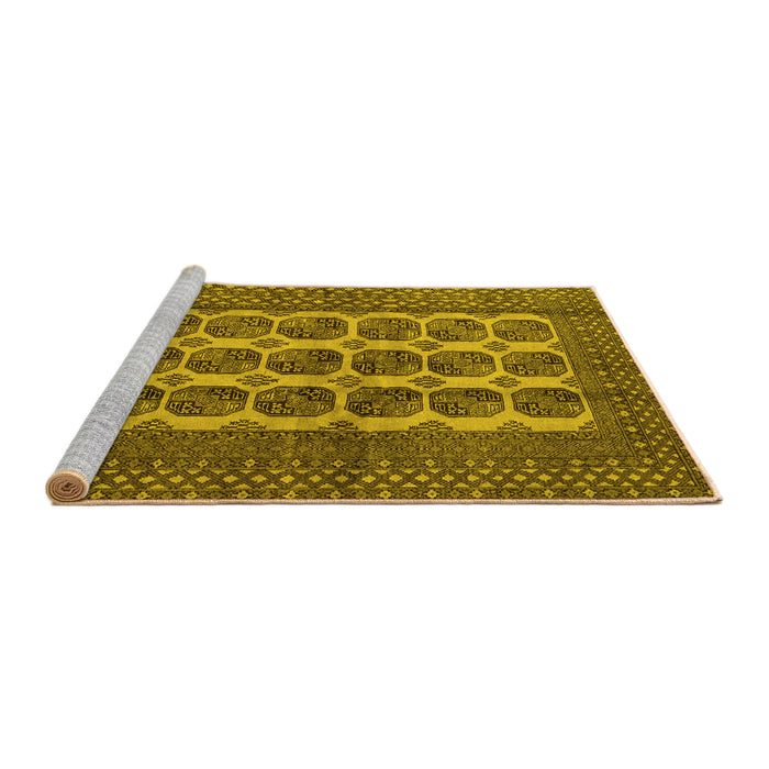 Sideview of Machine Washable Southwestern Yellow Country Rug, wshtr1982yw