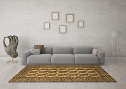Machine Washable Southwestern Brown Country Rug in a Living Room,, wshtr1982brn