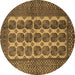 Round Southwestern Brown Country Rug, tr1982brn