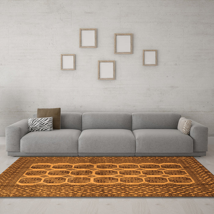Machine Washable Southwestern Orange Country Area Rugs in a Living Room, wshtr1982org
