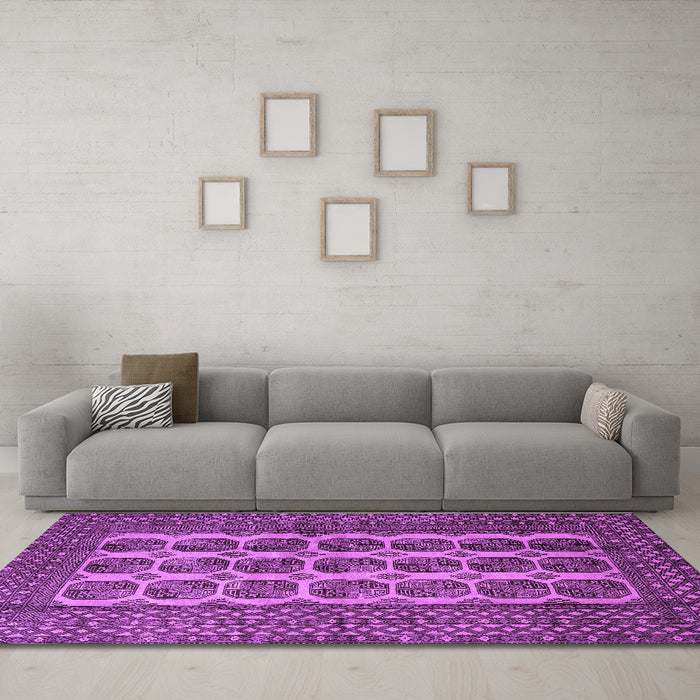 Machine Washable Southwestern Purple Country Area Rugs in a Living Room, wshtr1982pur