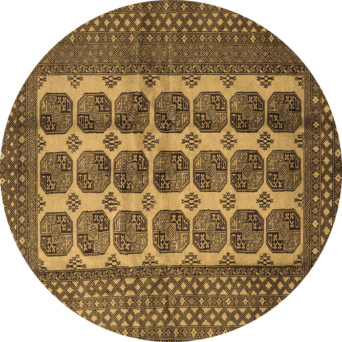 Round Machine Washable Southwestern Brown Country Rug, wshtr1982brn