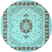 Round Persian Light Blue Traditional Rug, tr1983lblu