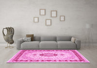 Machine Washable Persian Pink Traditional Rug, wshtr1983pnk