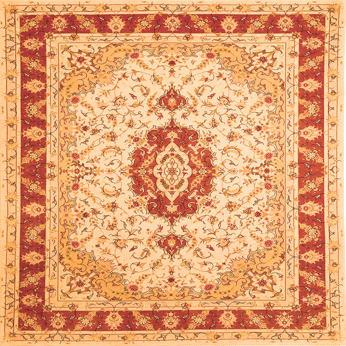 Round Machine Washable Persian Orange Traditional Area Rugs, wshtr1983org