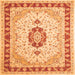 Round Machine Washable Persian Orange Traditional Area Rugs, wshtr1983org