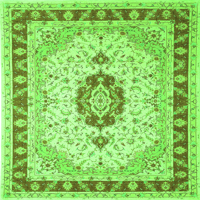 Round Machine Washable Persian Green Traditional Area Rugs, wshtr1983grn