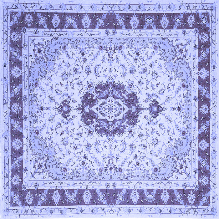 Square Machine Washable Persian Blue Traditional Rug, wshtr1983blu