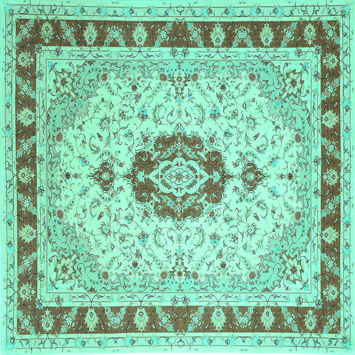 Square Machine Washable Persian Turquoise Traditional Area Rugs, wshtr1983turq