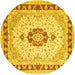 Round Machine Washable Persian Yellow Traditional Rug, wshtr1983yw