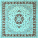 Square Machine Washable Persian Light Blue Traditional Rug, wshtr1983lblu