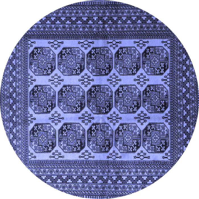 Round Machine Washable Southwestern Blue Country Rug, wshtr1984blu