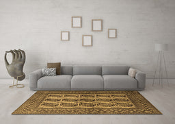 Machine Washable Southwestern Brown Country Rug in a Living Room,, wshtr1984brn