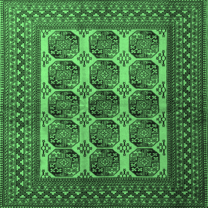 Square Machine Washable Southwestern Emerald Green Country Area Rugs, wshtr1984emgrn