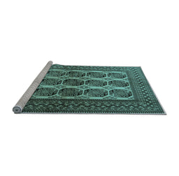 Sideview of Machine Washable Southwestern Light Blue Country Rug, wshtr1984lblu