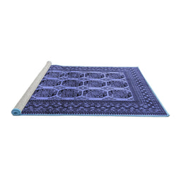 Sideview of Machine Washable Southwestern Blue Country Rug, wshtr1984blu