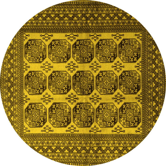 Round Southwestern Yellow Country Rug, tr1984yw