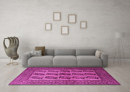 Machine Washable Southwestern Pink Country Rug in a Living Room, wshtr1984pnk