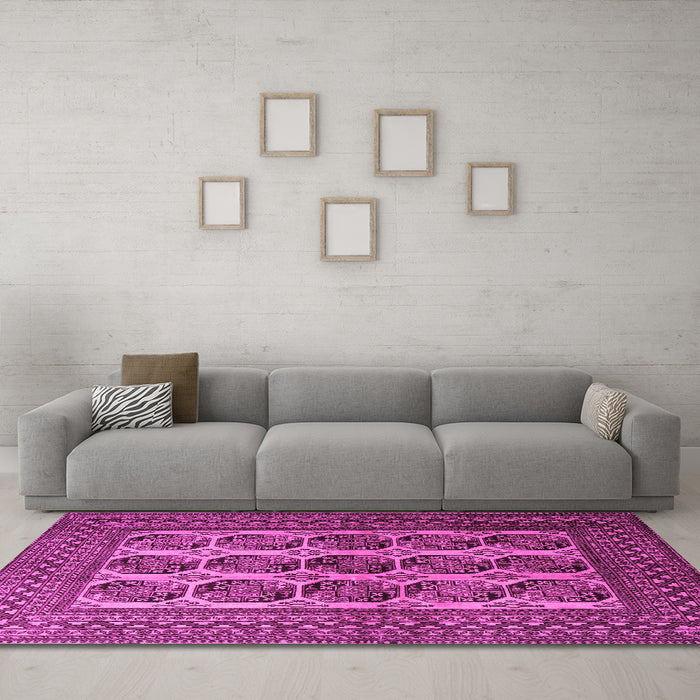 Machine Washable Southwestern Pink Country Rug in a Living Room, wshtr1984pnk
