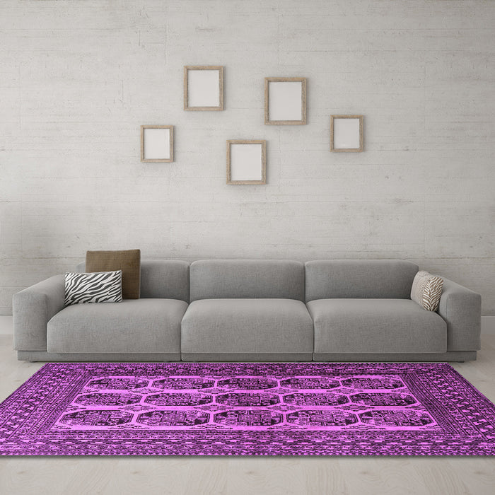 Machine Washable Southwestern Purple Country Area Rugs in a Living Room, wshtr1984pur