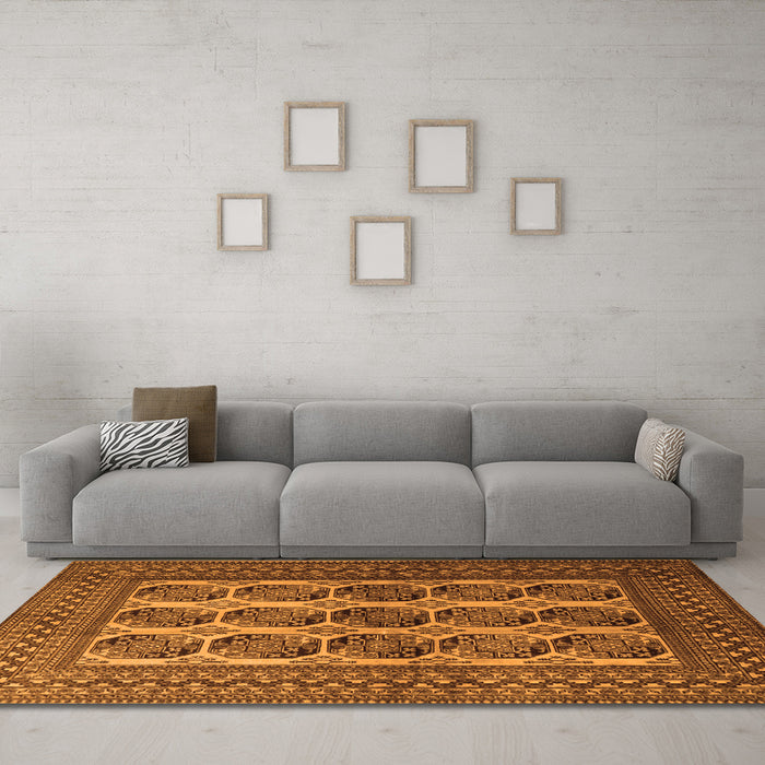 Machine Washable Southwestern Orange Country Area Rugs in a Living Room, wshtr1984org